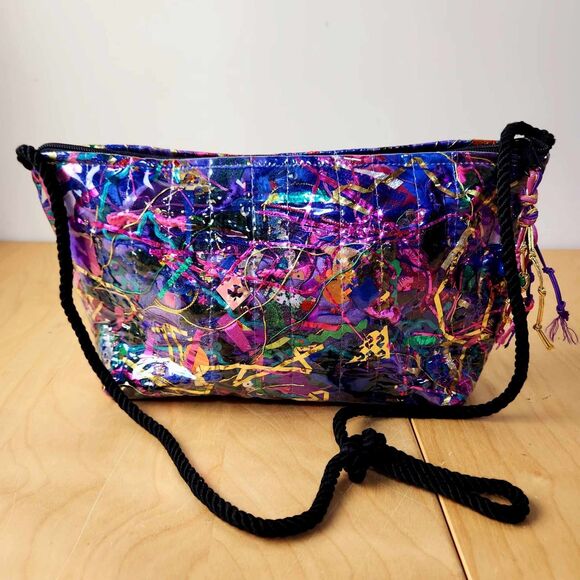 Northern Brights Confetti Mylar Recycled Trash Art Bag Purse Colorful Art Deco - Picture 1 of 13